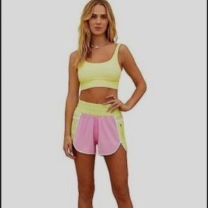 NWOT Beach Riot Pink and Yellow Athletic Shorts Prism Pink